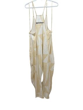 Free People hot shot onsie Beige & White Geometric Draped Jumpsuit